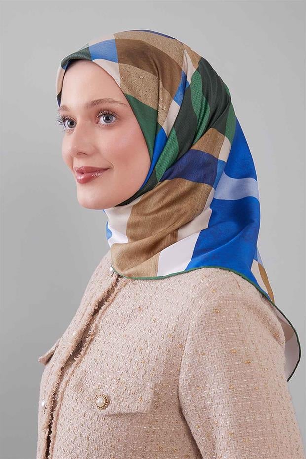 Benetton Ekose Desen Trend Twill Eşarp