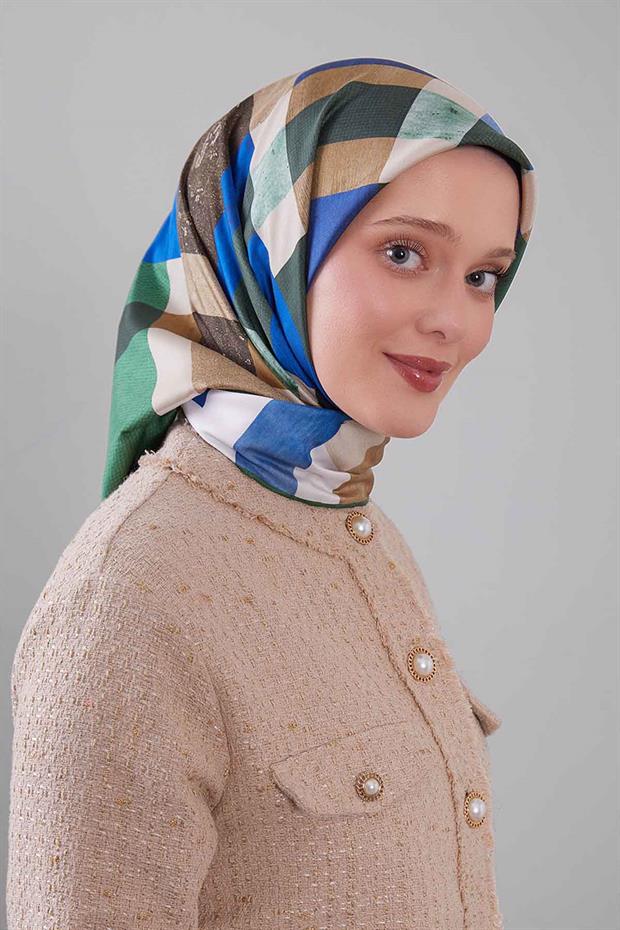 Benetton Ekose Desen Trend Twill Eşarp