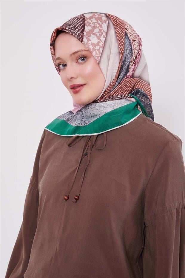 Benetton Geometrik Pamuk Eşarp