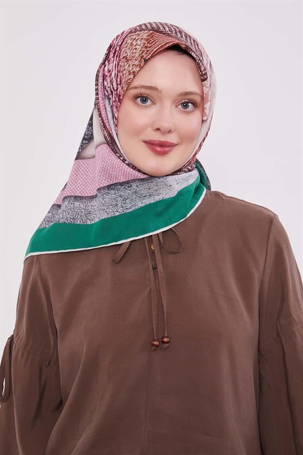 Benetton Geometrik Pamuk Eşarp