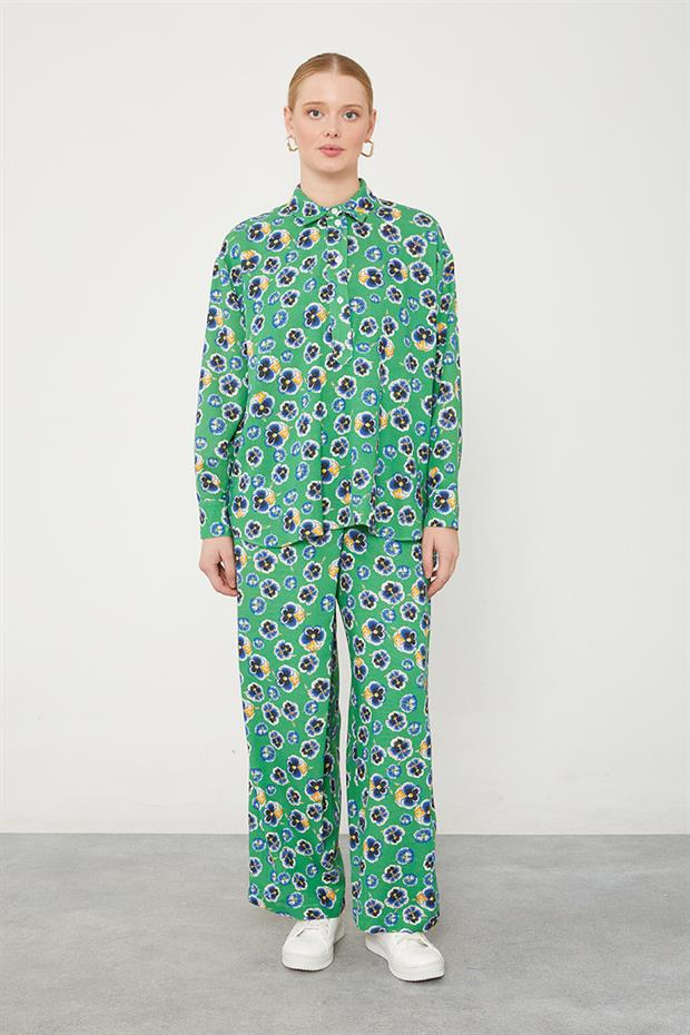 Benetton Menekşe Desenli Alt- Üst Takım