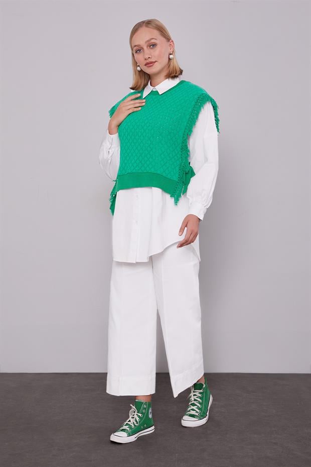 Benetton Triko Yelekli Gömlek İkili Takım