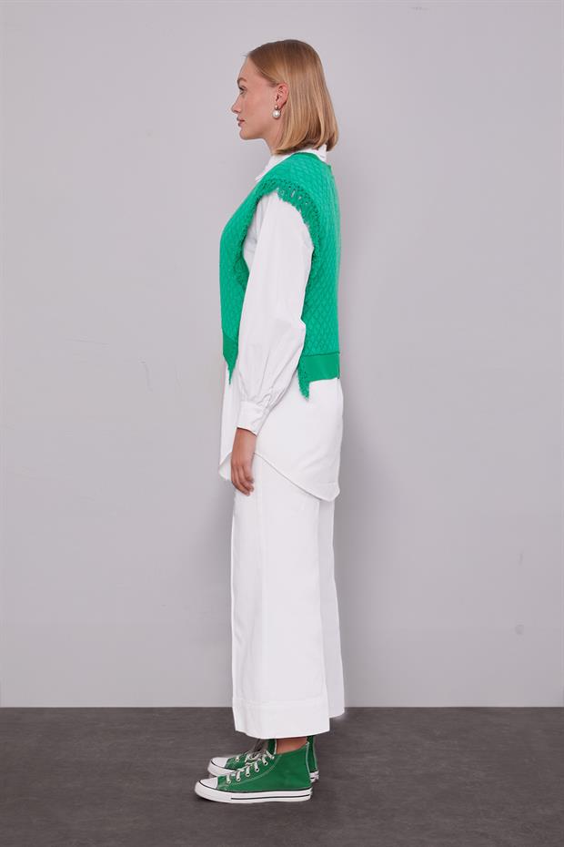 Benetton Triko Yelekli Gömlek İkili Takım