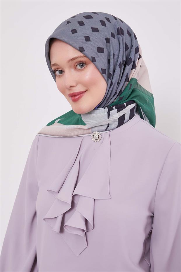 Benetton Yaprak Desen Pamuk Eşarp