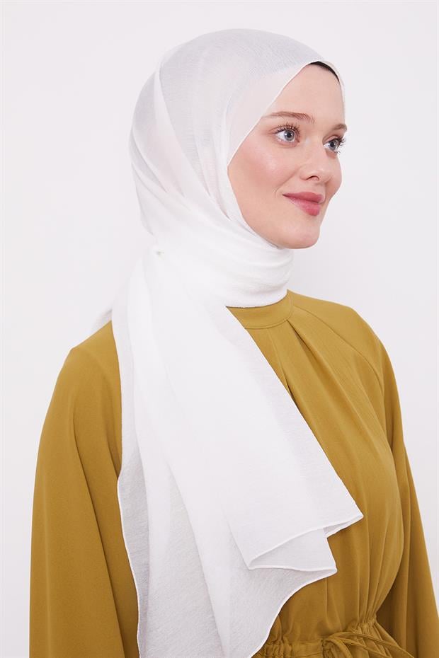 Beyaz Arlyn Düz Şal