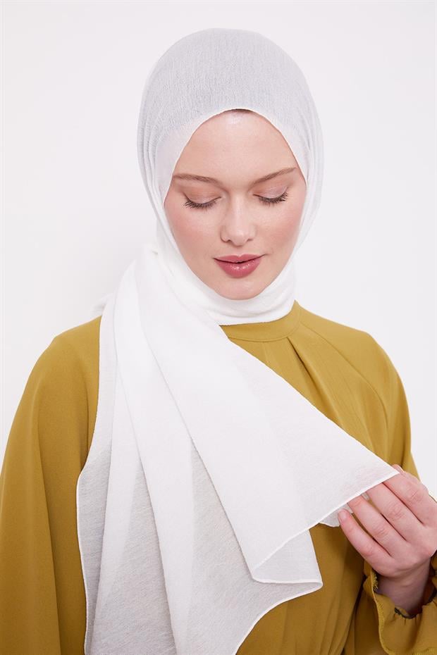 Beyaz Arlyn Düz Şal