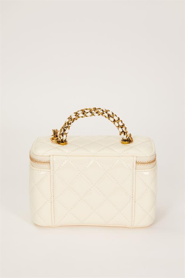 Beyaz Ayarlanabilir Askılı Kutu Form El Çantası