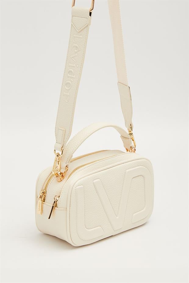 Beyaz Büyük Logolu El Çantası