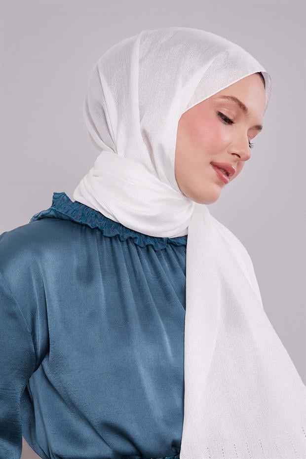 Beyaz Damla Taşlı Diamond Şal