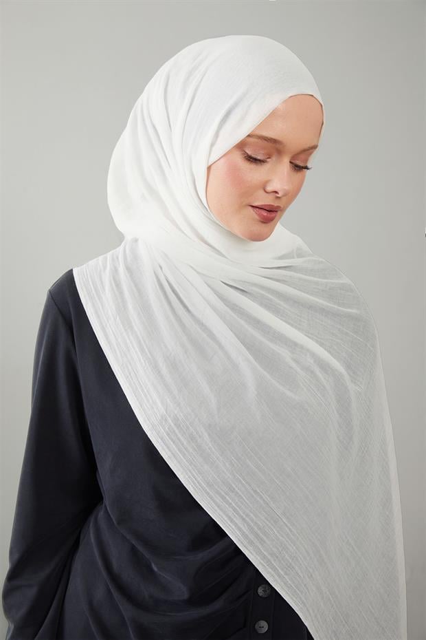 Beyaz Düz Hawai Şal