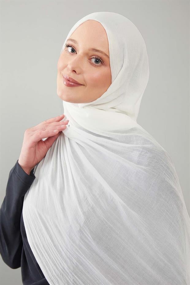 Beyaz Düz Hawai Şal