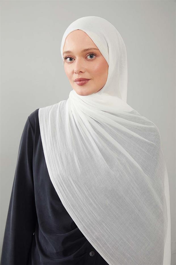 Beyaz Düz Hawai Şal