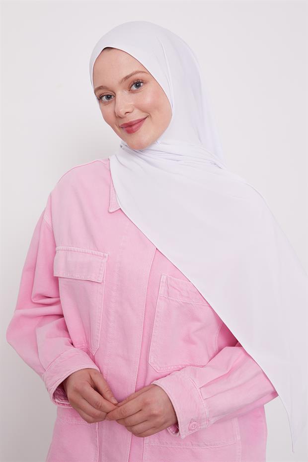 Beyaz Düz Sandy Şal