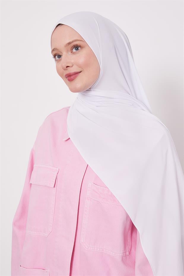 Beyaz Düz Sandy Şal