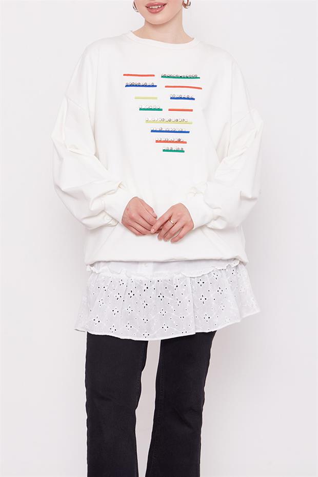 Beyaz Fırfırlı Gömlek Altı İçlik