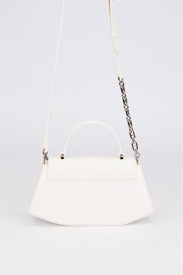 Beyaz Geometrik Model Omuz Çantası