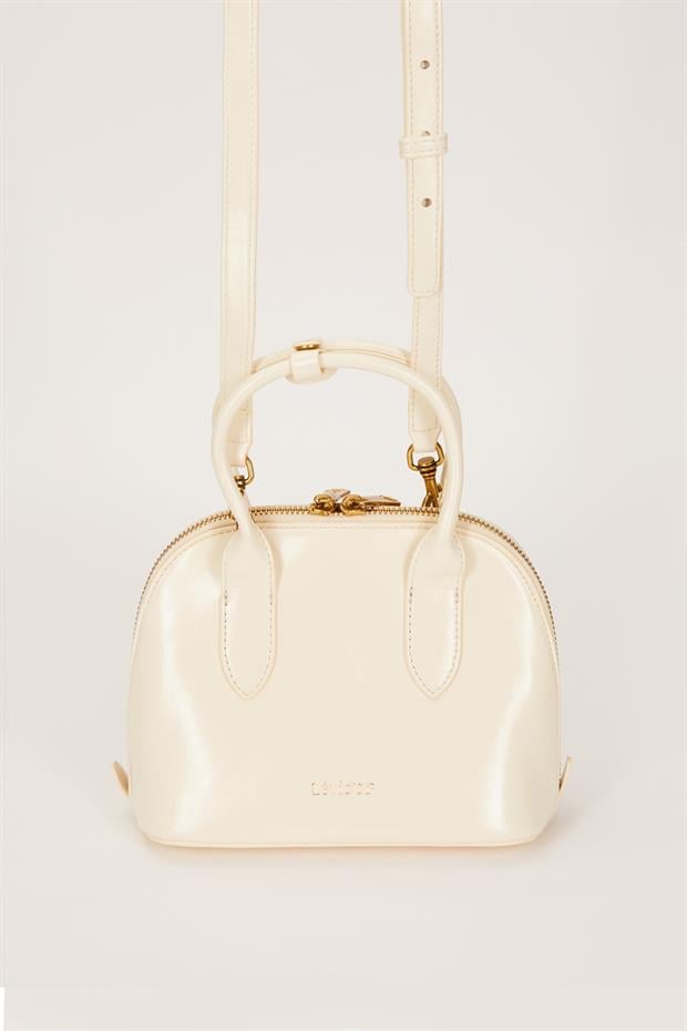 Beyaz Gold Metal Halkalı El Çantası