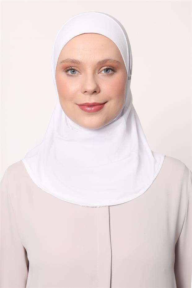 Beyaz Hijab Sport Bone