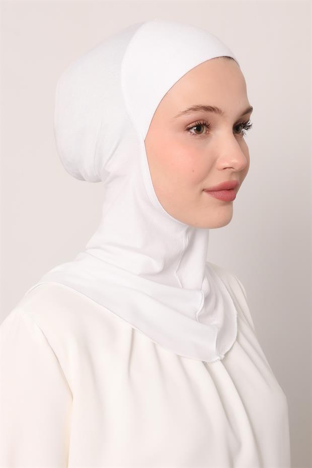 Beyaz Hijabchi Boyunluklu Bone