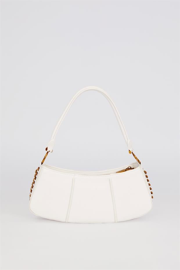Beyaz Kenar Dikiş Görünümlü Omuz Çantası