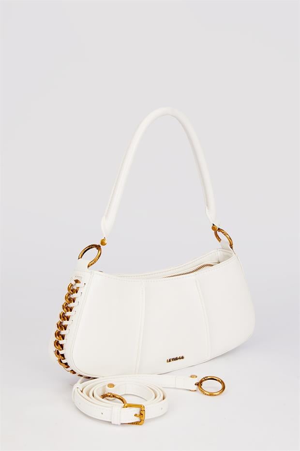 Beyaz Kenar Dikiş Görünümlü Omuz Çantası