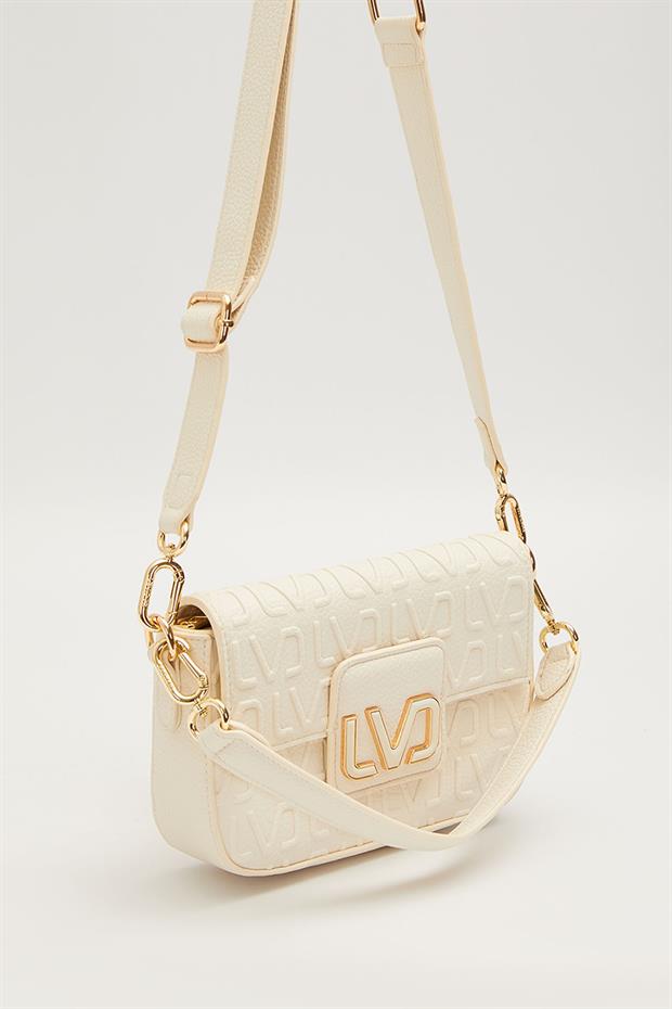 Beyaz Kısa Askılı Dokulu Omuz Çantası