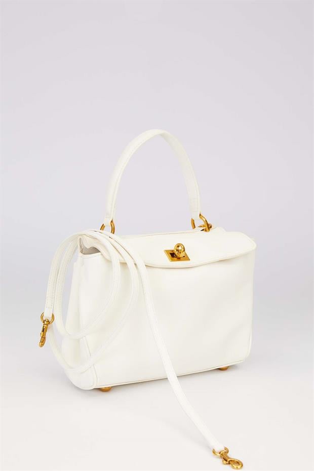 Beyaz Kompakt Model El Çantası