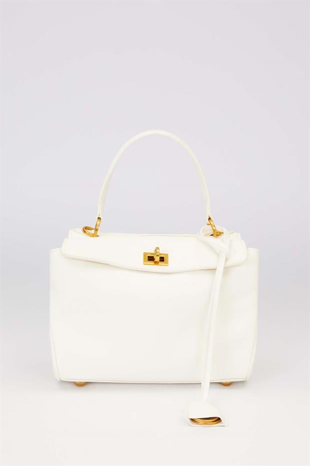 Beyaz Kompakt Model El Çantası