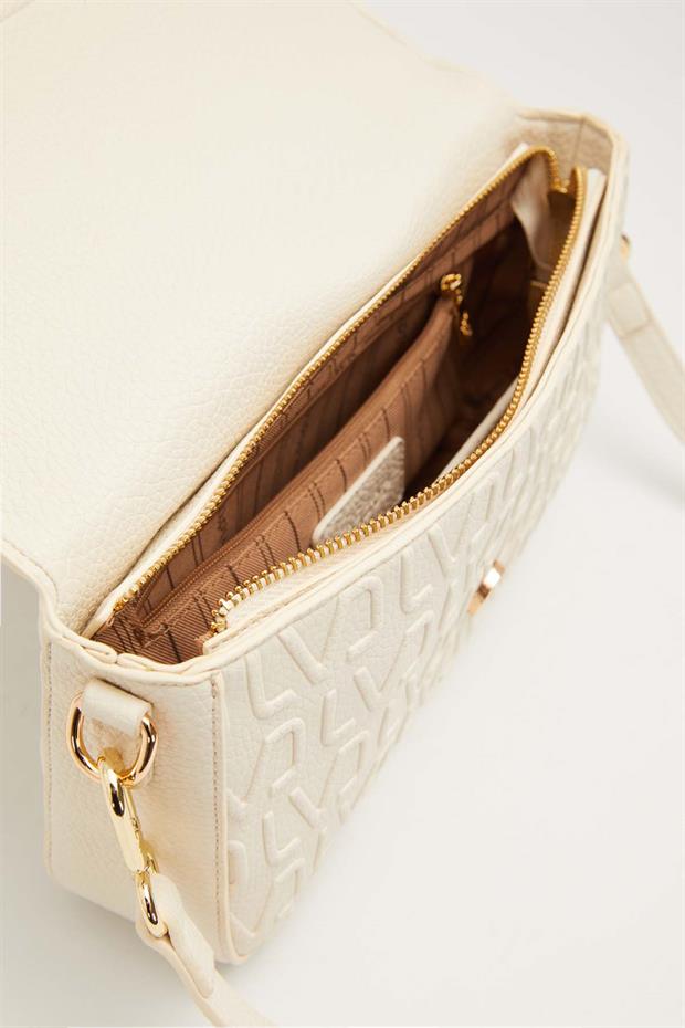 Beyaz LVD Dokulu Omuz Çantası