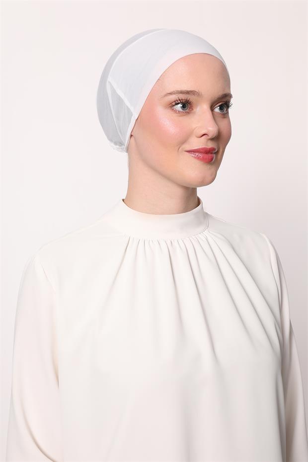 Beyaz Parisien Dikişsiz Bone