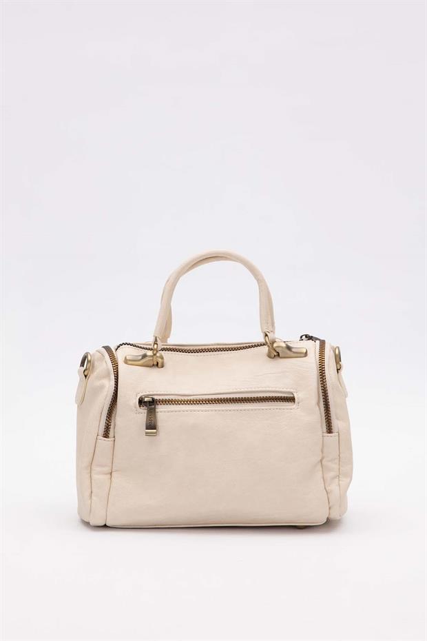 Beyaz Taş Aksesuar Detaylı Omuz Çantası