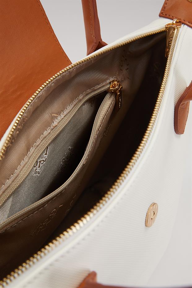 Beyaz Trend Askılı El Çantası