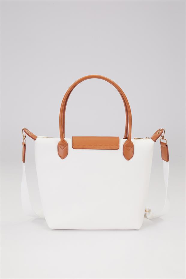 Beyaz Trend Askılı El Çantası