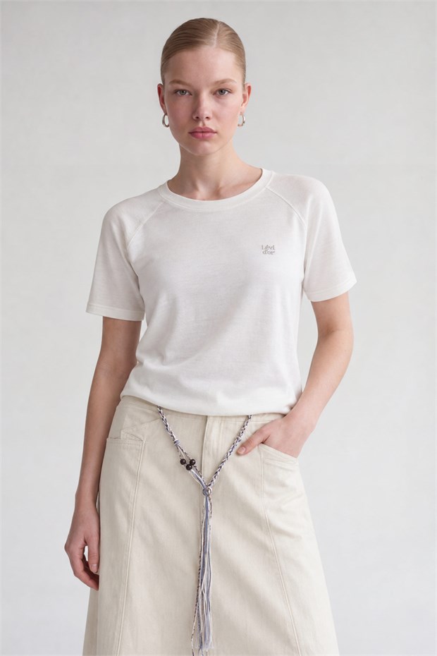 Yuvarlak Yaka Basic T-shirt Beyaz
