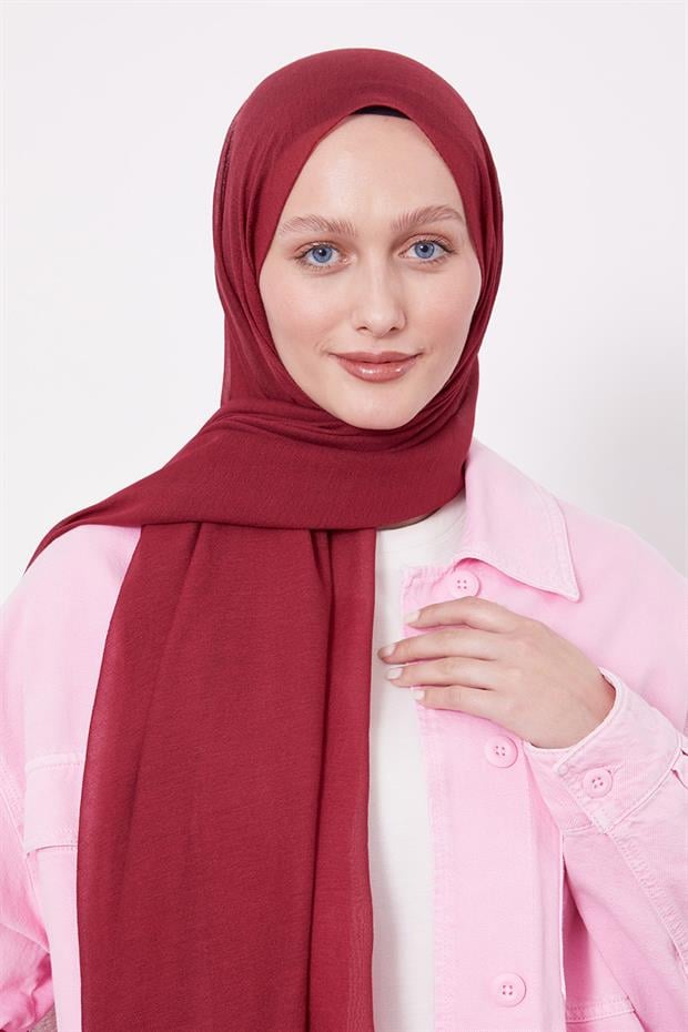 Bordo Arlyn Düz Şal