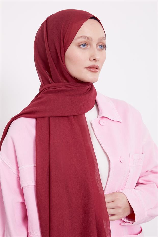 Bordo Arlyn Düz Şal