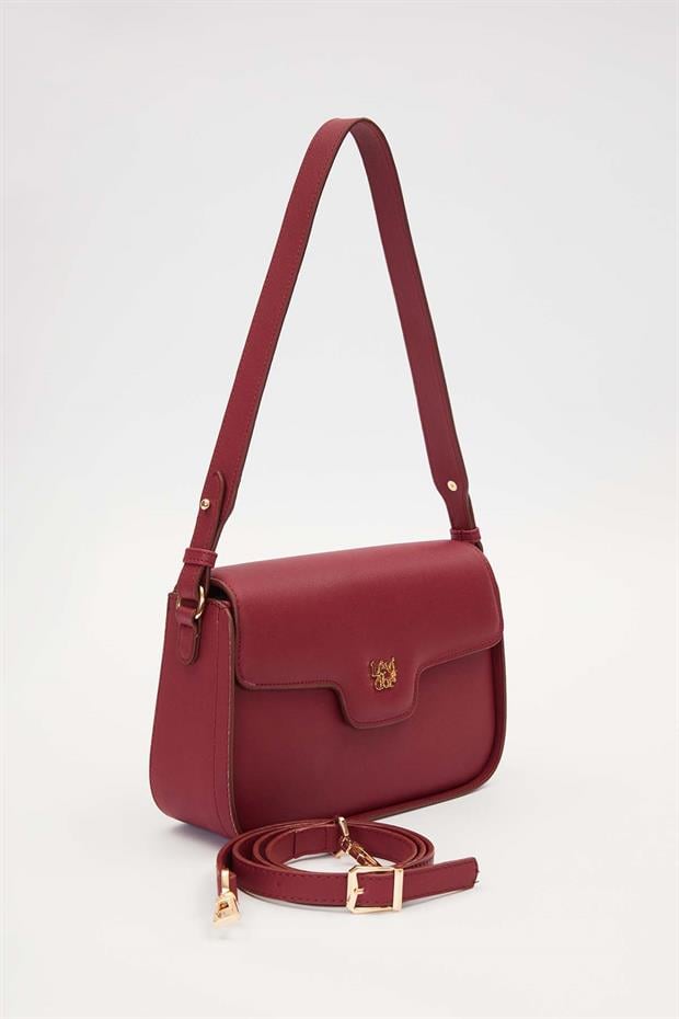 Bordo Ayarlanabilir Askılı Omuz Çantası