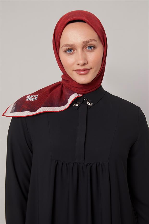 Bordo Batik Desen Pamuk Eşarp