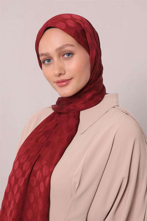 Bordo Benek Desenli Jakar Capri Şal