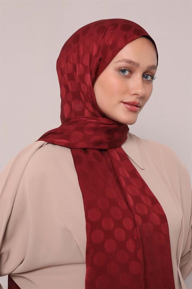 Bordo Benek Desenli Jakar Capri Şal