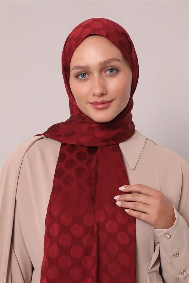 Bordo Benek Desenli Jakar Capri Şal