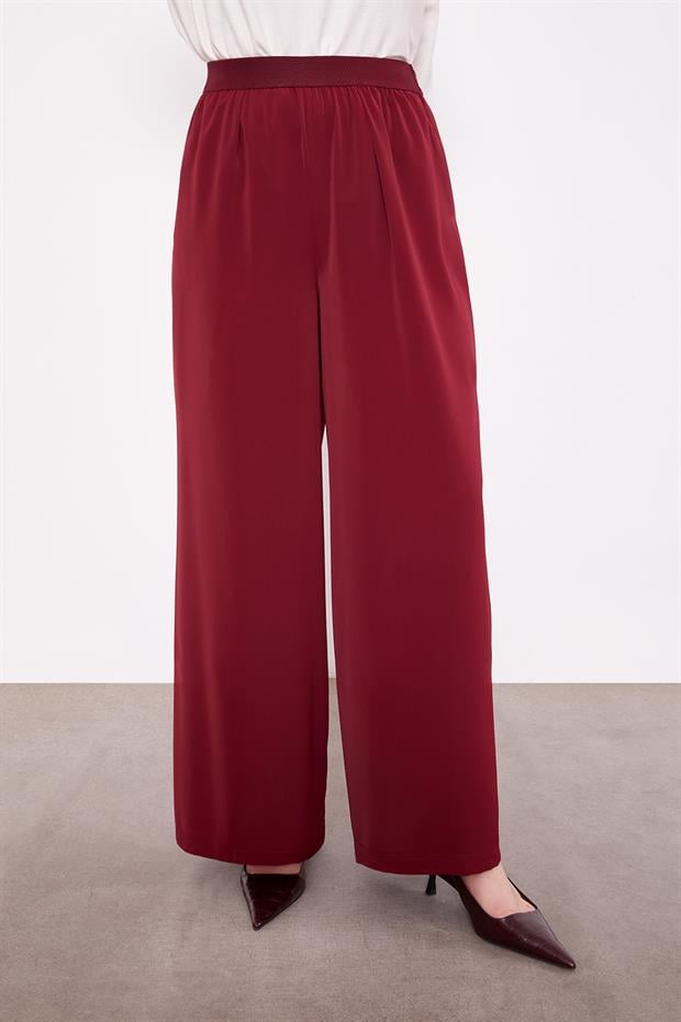 Bordo Bol Paça Beli Lastik Pantolon