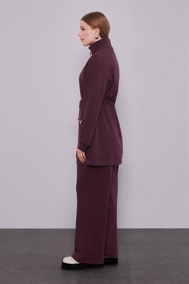 Bordo Cep Aksesuar Detaylı İkili Takım