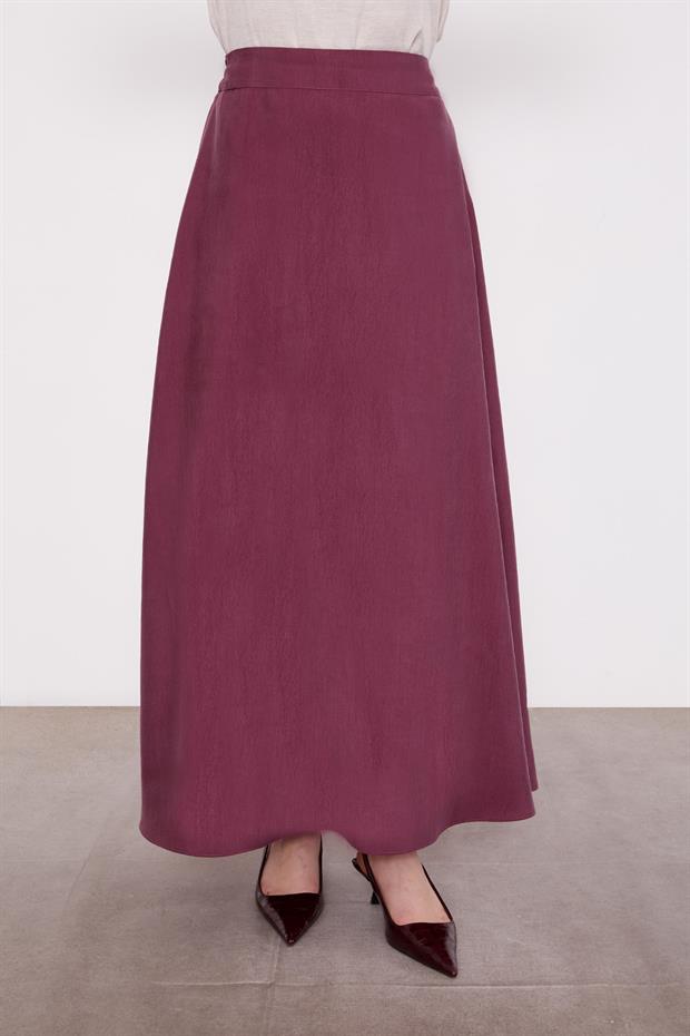 Bordo Cep Detaylı Fermuarlı Etek Takım