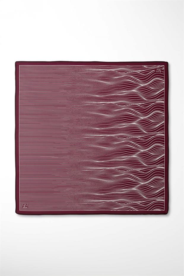 Bordo Çizgili Model Twill İpek Eşarp