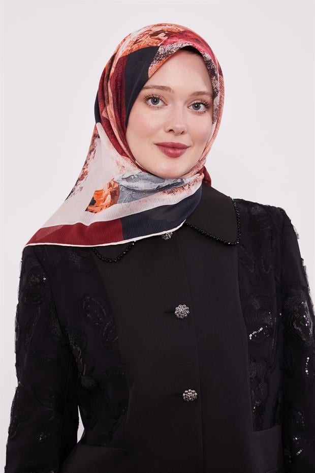 Bordo Çizgili Batik Pamuk Eşap