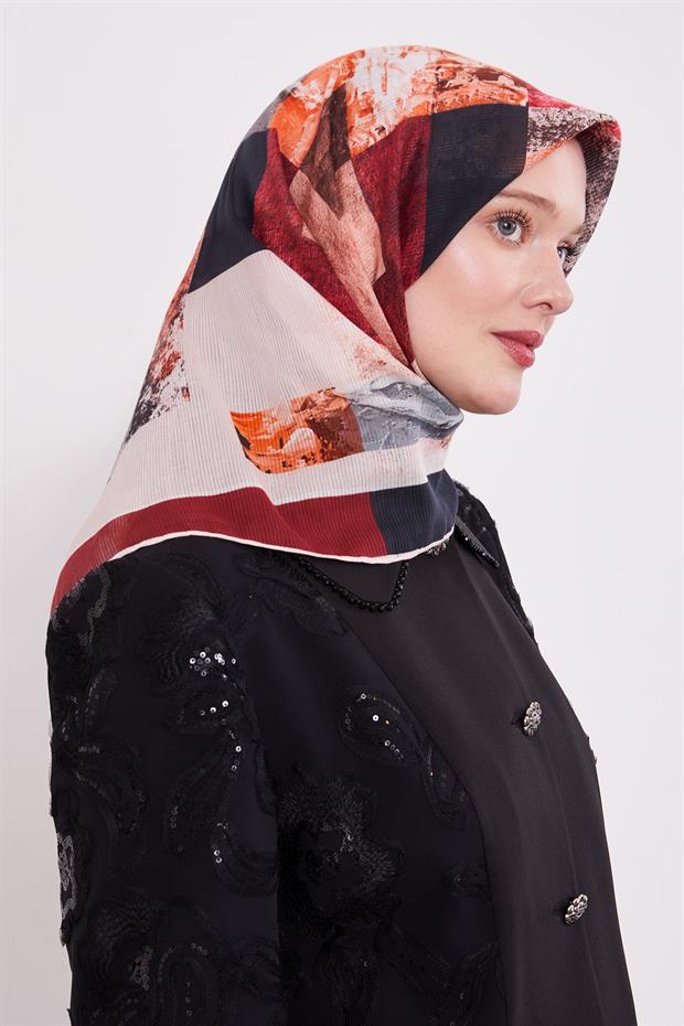 Bordo Çizgili Batik Pamuk Eşap