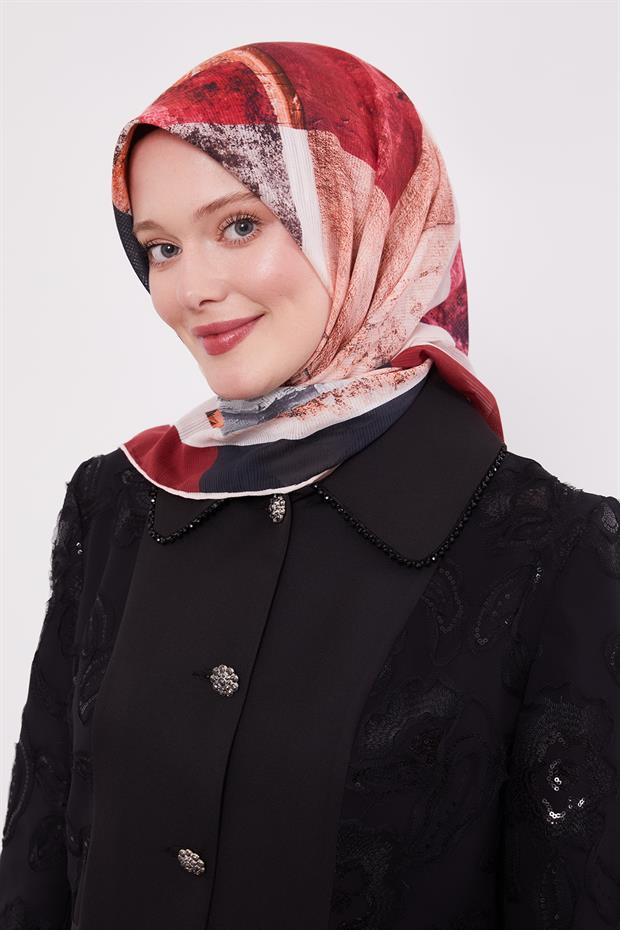 Bordo Çizgili Batik Pamuk Eşap