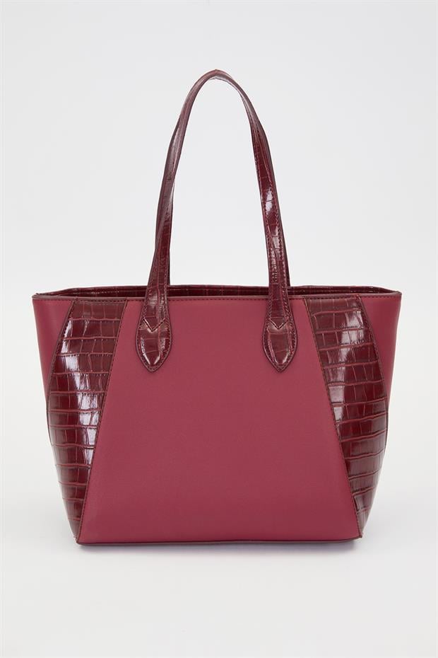 Bordo Deri Detay Omuz Çantası