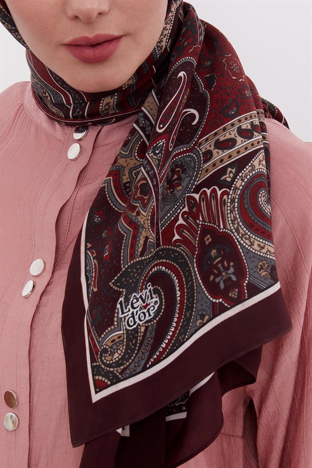 Etnik Desen Royal Şal Bordo